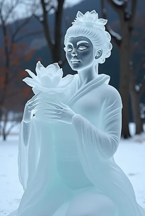 (ice - carving:1.4),Movie Angle,(Fan Bingbing,  ice sculpture girl,Anatomically correct,full bodyesbian,Masterpiece ice sculpture camellia,Representative work Hanfu,Smile,sexy,full body arts,traditional arts,erotic arts,Queen arts,Amazing body arts,Amazing...