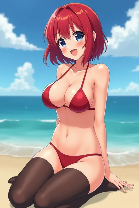  Naked anime girl , sexy pose, Beautiful legs, shoulder length red short hair, spread her legs, in stockings, full length, full length , 
Lena from Endless Summer