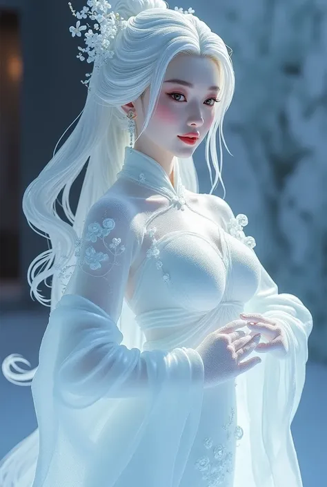 (ice - carving:1.4),Movie Angle,(Fan Bingbing,  ice sculpture girl,Anatomically correct,full bodyesbian,Masterpiece ice sculpture camellia,Representative work Hanfu,Smile,sexy,full body arts,traditional arts,erotic arts,Queen arts,Amazing body arts,Amazing...