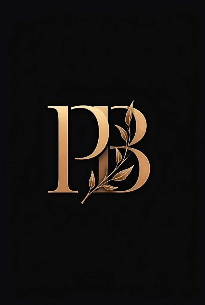 I need a logo to represent the letters P and B in a minimalistic way , there must be some  dry leafs as well , and the background will be dark 