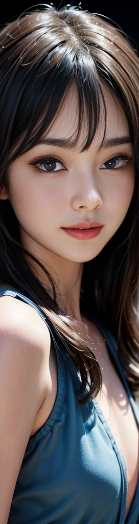 masterpiece, 1 beautiful girl, detailed, Swollen eyes, Highest quality, 超High resolution, (reality: 1.4), Original photo, One girl, Cinema Lighting, smile, Japanese, Asian Beauty, Korean, clean, so beautiful, Small young face, Beautiful Skin, thin, Cyberpu...