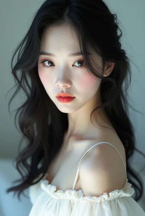 rompts
Copy
Arafed Asian woman with long black hair and a white dress, (12x) extremely pale white skin, soft pale white skin, Seulgi from Red Velvet, with pale skin, very pale white skin, pale fair skin!!, pale white skin, very very pale white skin, pale p...