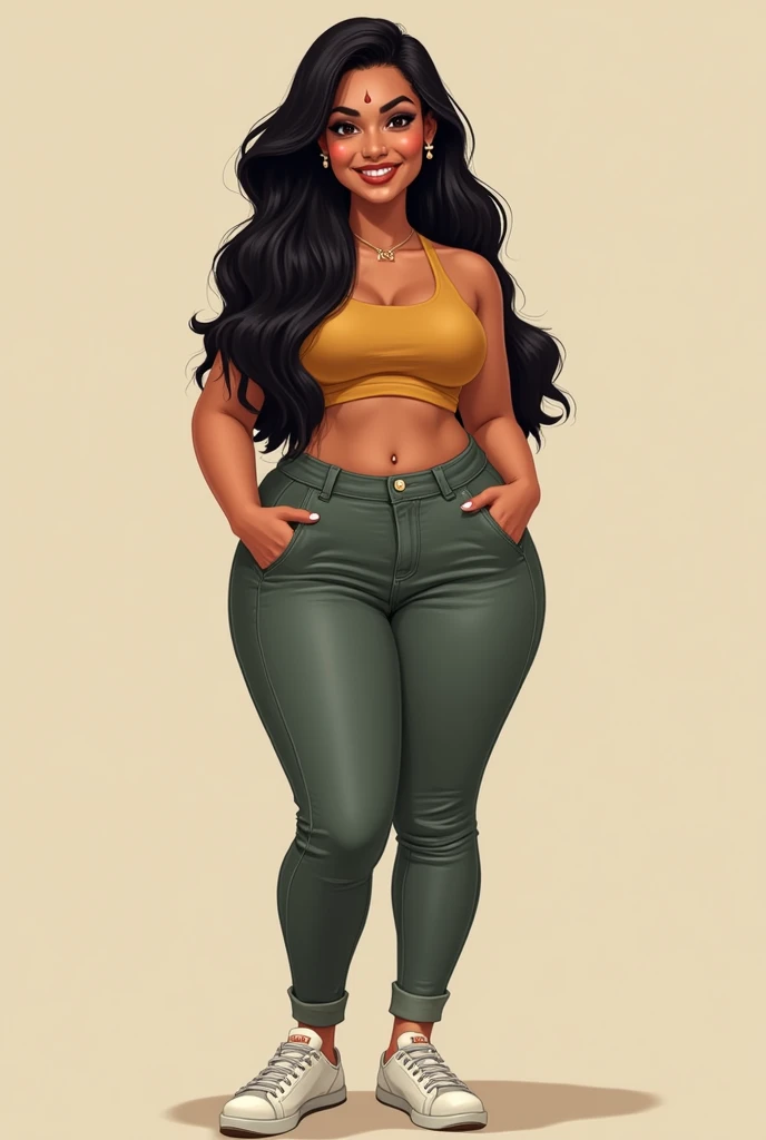 According to my features it creates an image. I am 1:52, weight 162 pounds. My body shape is hourglass. My bust is size 38 B, I am cold light brown skin , My hair is black and my cut is in long layers down to the waist, My nose is pretty and proportionate,...