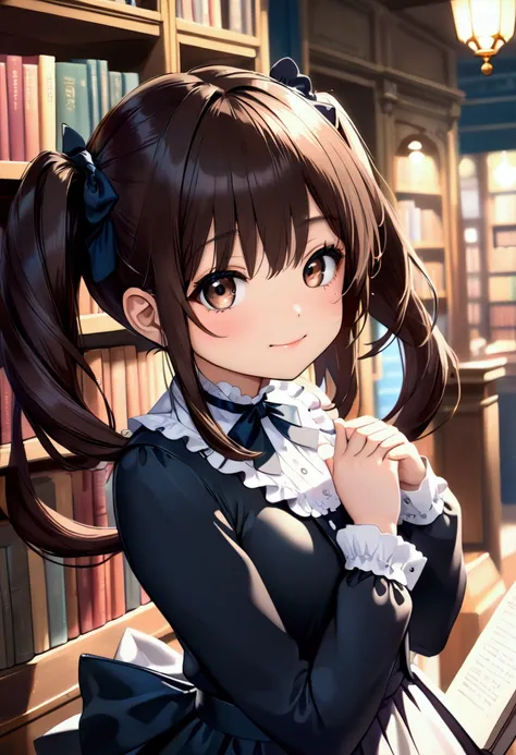 (nsfw:1.5)((垂れeye)),(((twin tails))),dark brown hair,pupil_black,pupil_big,eye_small,baby face,round face,8k wallpaper, (shape:0...