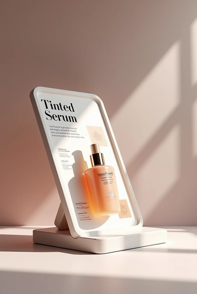 A sleek, interactive board or a rotating stand with sample swatches. The Tinted serum can be highlighted in the center with informational text explaining its customizable nature.