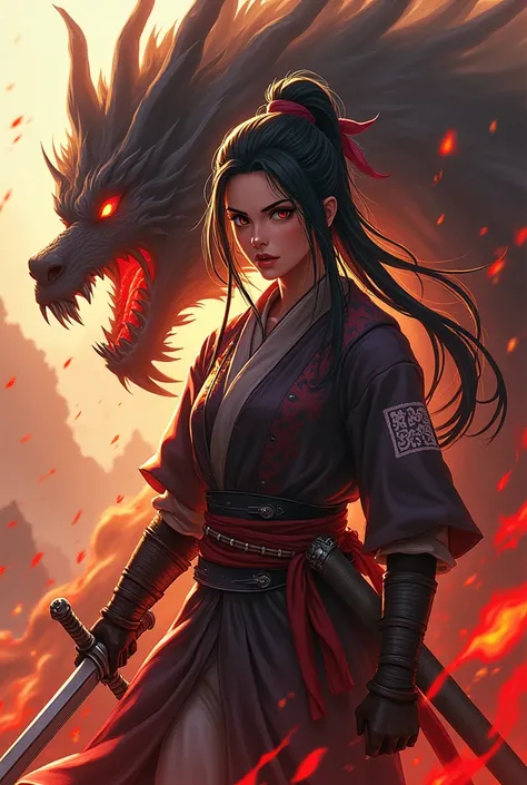 Female hashira with rengoku 