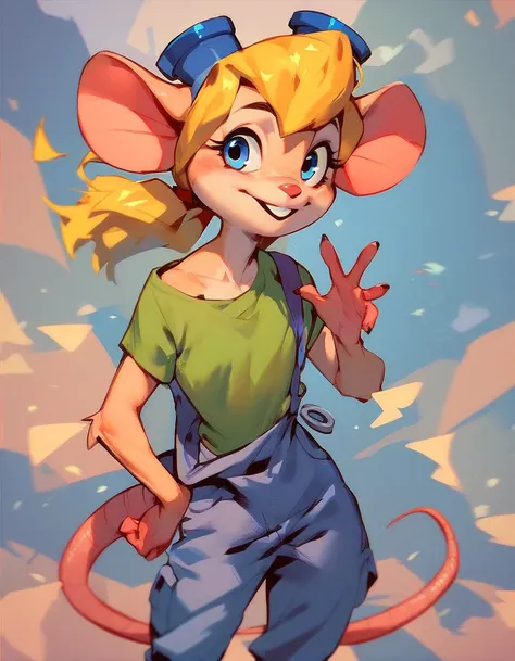 score_9, score_8_up, score_7_up, score_6_up, score_5_up, score_4_up, anthro mouse gadget hackwrench, blonde hair