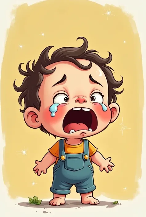 A child is crying without any reason make a cartoon 