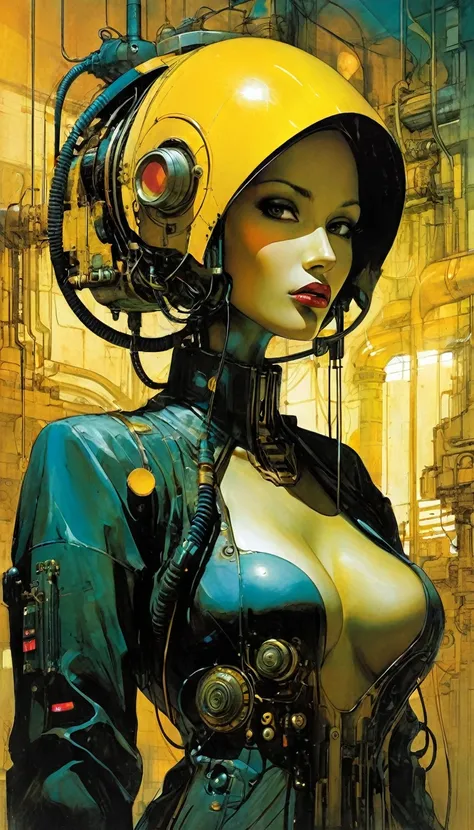 convoluted futuristic industrial machinery,  art inspired by Bill Sienkiewicz and dave mckean
