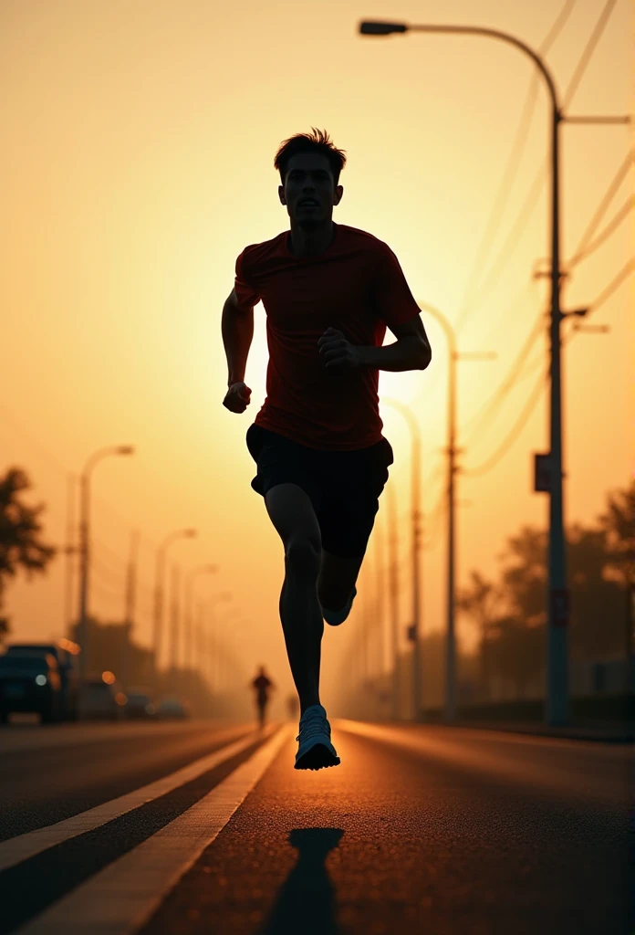 Silhouette of a man running in athlete style