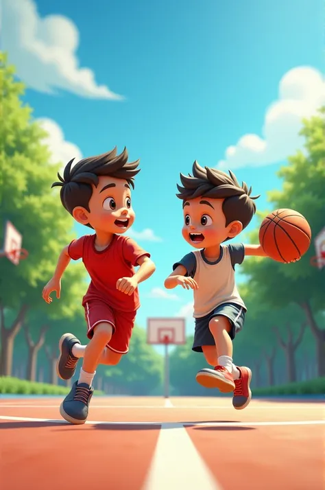 Boys playing basketball