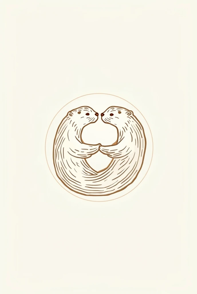 Wireframe round shape logo of two otters looking at each other in ying and yang style in elegant style 