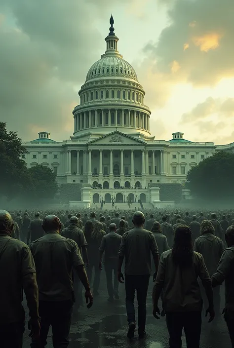 Thousands of zombies on the roof of the American presidential building are realistic real. 