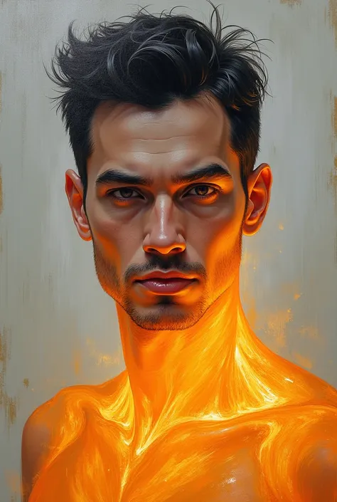 Portrait painting if a guy glowing 
