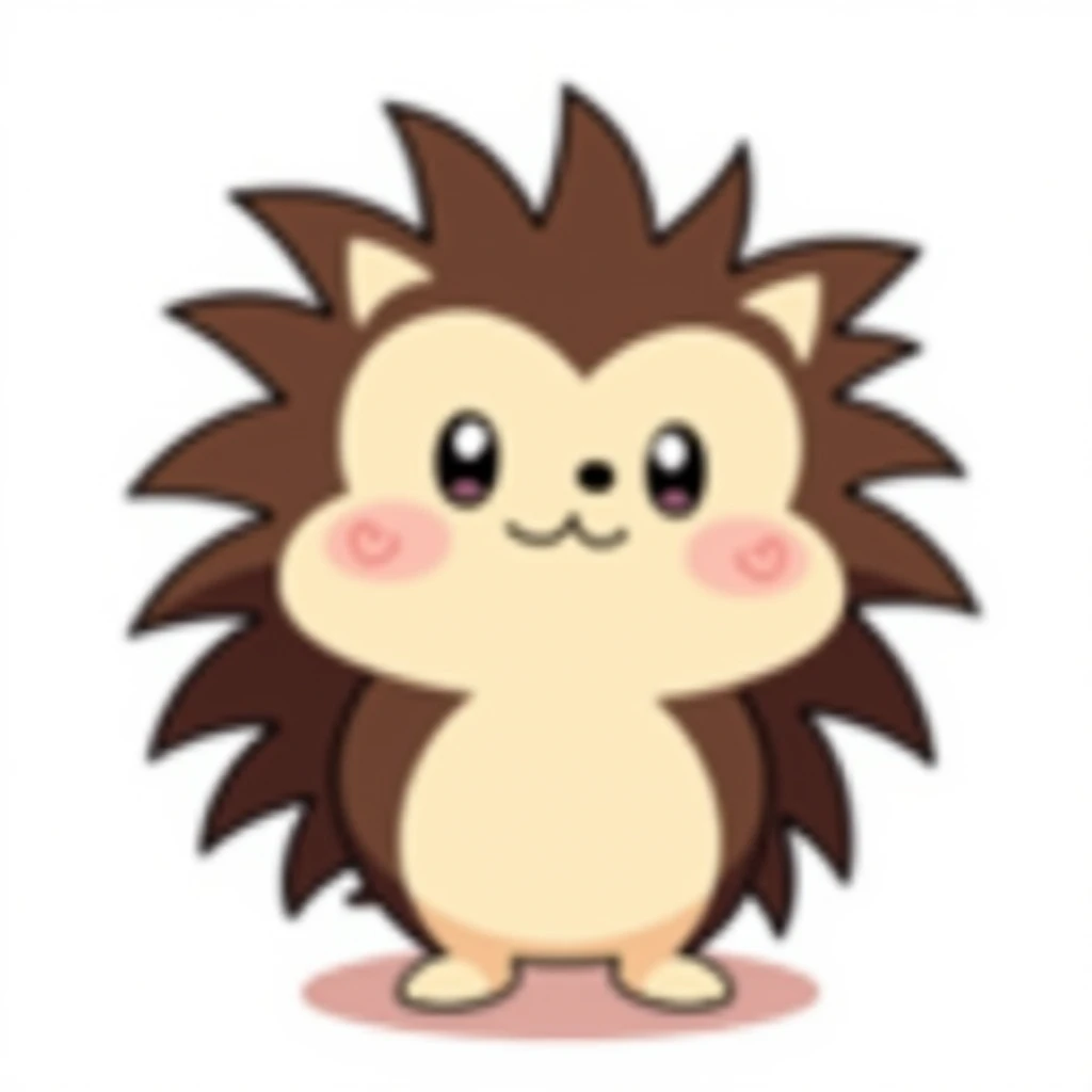 "A hedgehog in an anime style, looking directly at the camera with a white background."