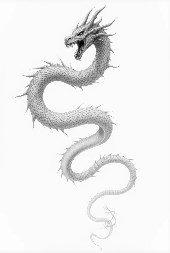 a drawing (pencil style) of long dragon