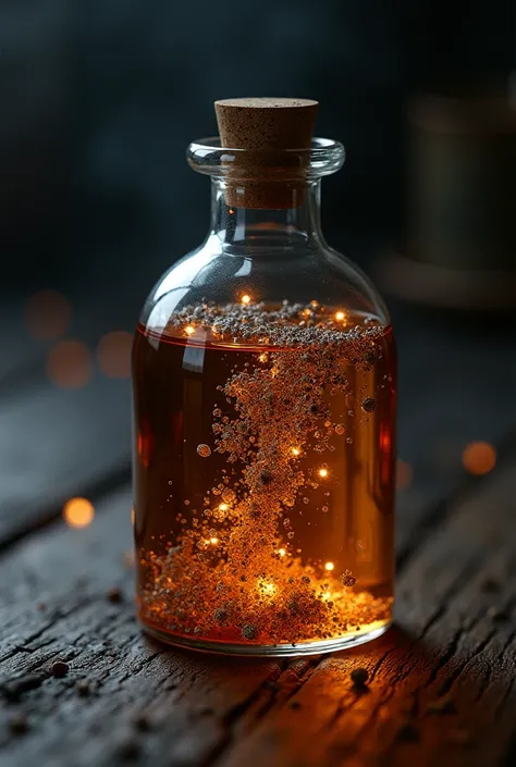 A Potion with a Deep, earthy brown with specks of silver that seem to float within.
