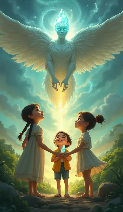 With pure hearts, those three kids-Lucy, Ben and Maya earned the trust of the Wind Spirit, who granted them the crystal.