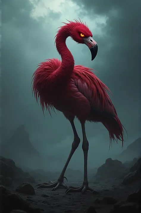 Make an evil flamingo