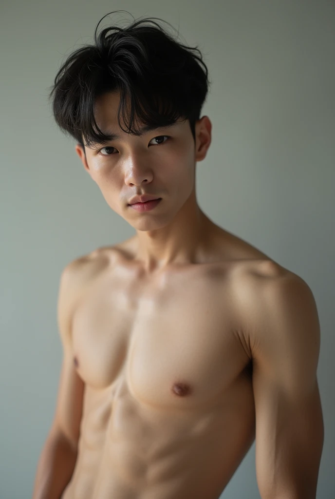 Handsome Korean teen boy showing his armpits 