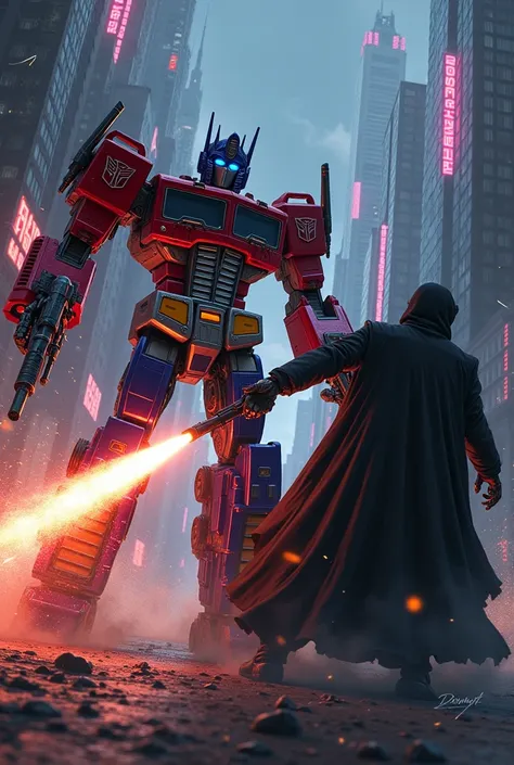 Optimus Prime shoots the Ghost in Black