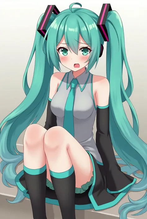 Hatsune Miku, farting, Sitting on a person, angry, cute, fart, High thigh socks,diarrhea