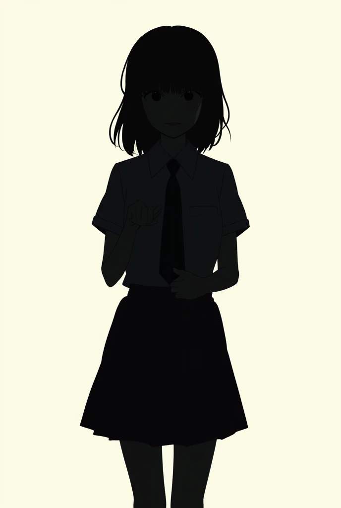 A silhouette of a high school girl wearing uniform with a pose let the silhouette 