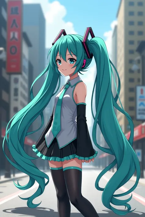 Hatsune Miku, on a street,Taking a shit,Even farting