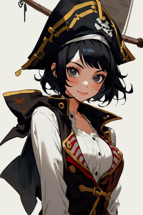 short black hair,pirate girl