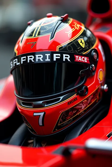 a formula 1 ferrari helmet with the number 7