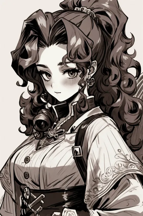 curly hair,ponytail,pirate girl