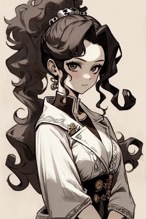 curly hair,ponytail,pirate girl