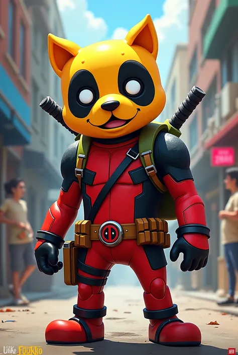 Jake el perro con traje de deadpool
