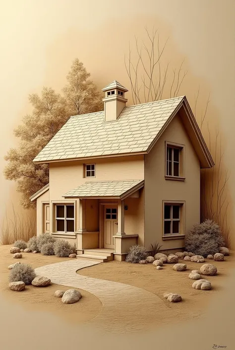 Complete house carving with pencil