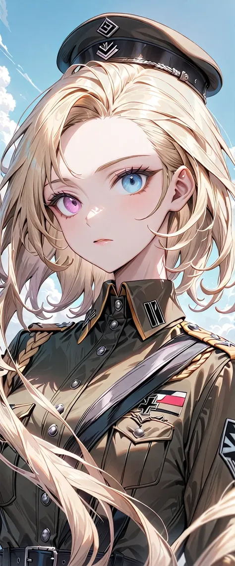 ｛masterpiece　Very detailed　aldult　Ultra-high resolution　Higher resolution　Highest quality　Super detailed　detailed woman　High quality　8k｝　Goddess Athena　((Upper Body　Upper Body))　Zoom Up Face　Gal with light makeup　Nazi germany　Nazi military uniform　Army Cos...