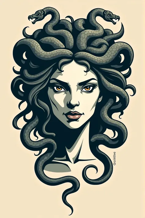 Gorgon Medusa, the ancient greek, woman head logo. Vector illustration of female face