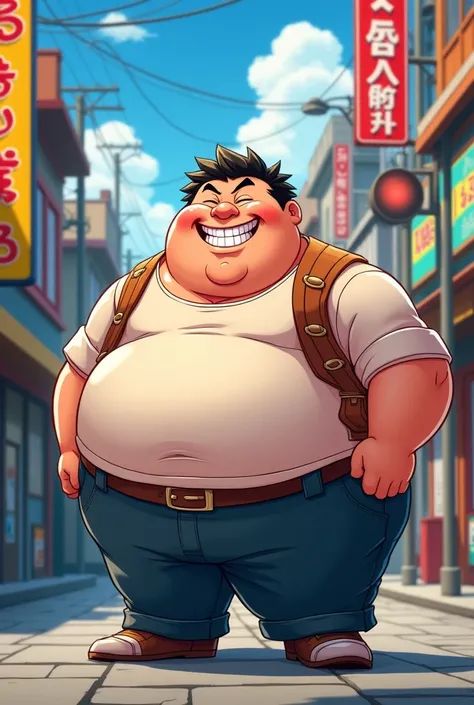 A fat man in anime style