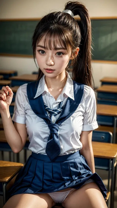 (Realistic:1.4), Highest quality, masterpiece, RAW32K Photo, (Very detailed美しい日本の女の子), (Very fine particles:1.2), (Baby Face),(Cute Face:1.2), Very detailed, Ultra-high resolution, wonderful, break,
(school uniform:1.5), Detailed school girl, (Bright class...