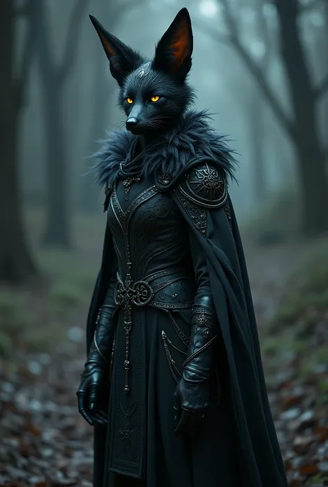 Vixey, fox, in obsidian necromancer armor,