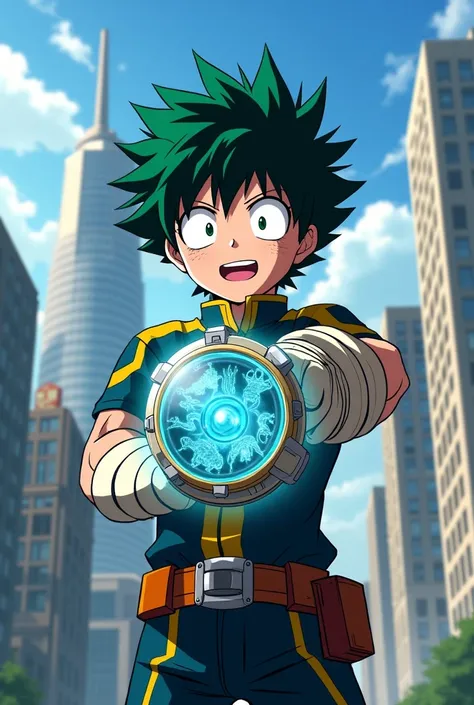 Izuku Midoriya with the Omnitrix