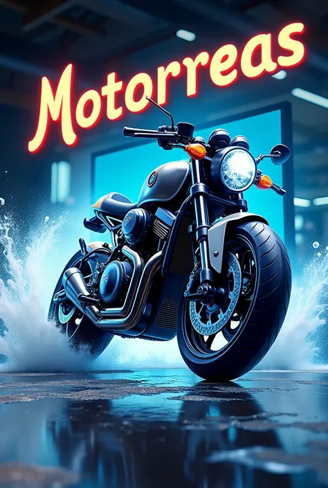 Sign for a motorcycle car wash business called motorreas 