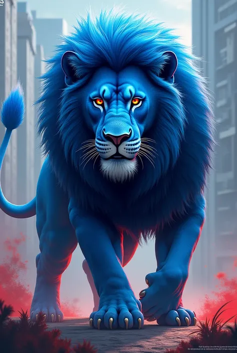 A blue lion with white and red contrast  ,similar to Fortaleza&#39;s mascot 