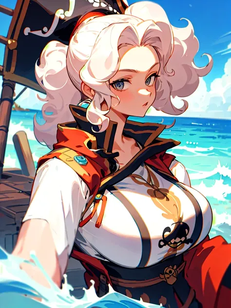 curly hair,ponytail,pirate girl,big boobs