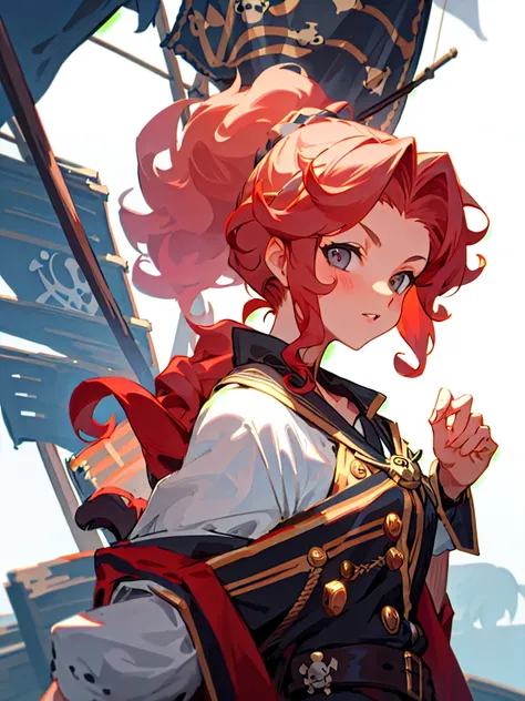 curly hair,ponytail,pirate girl