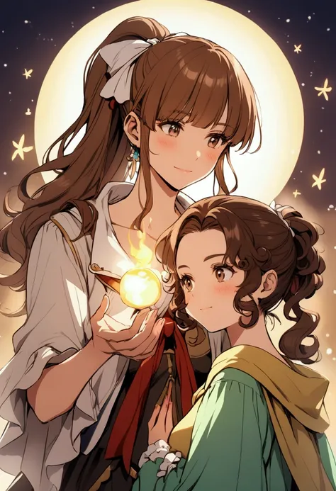 curly hair,ponytail,pirate girl,brown hair