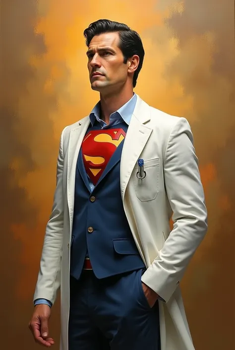 superman cob doctor&#39;s clothing oil painting with ochre colors
