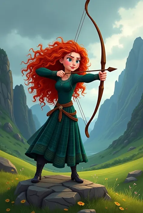 A cartoon image of Merida with bow and arrow