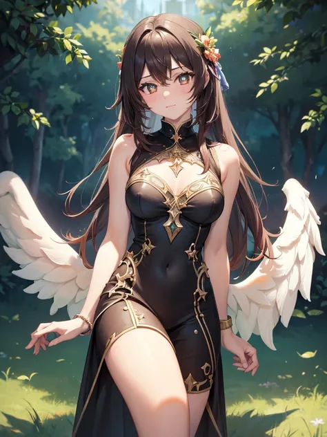 ((best quality)),(Ultra-high resolution),(Very detailed),(Detailed description),((Best CG))(Fantasy art with precise details:1.5), European classic long dress，(1 Female Angel:1.6),Angel翅膀，poker face:1.4,Long hair flying:1.3,Angel;swing:1.5,Dynamic poses:1....