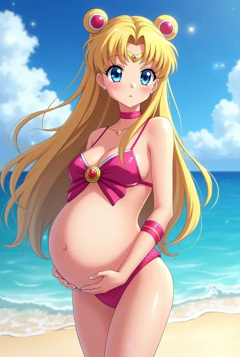 Sailor moon pregnant in bikini 
