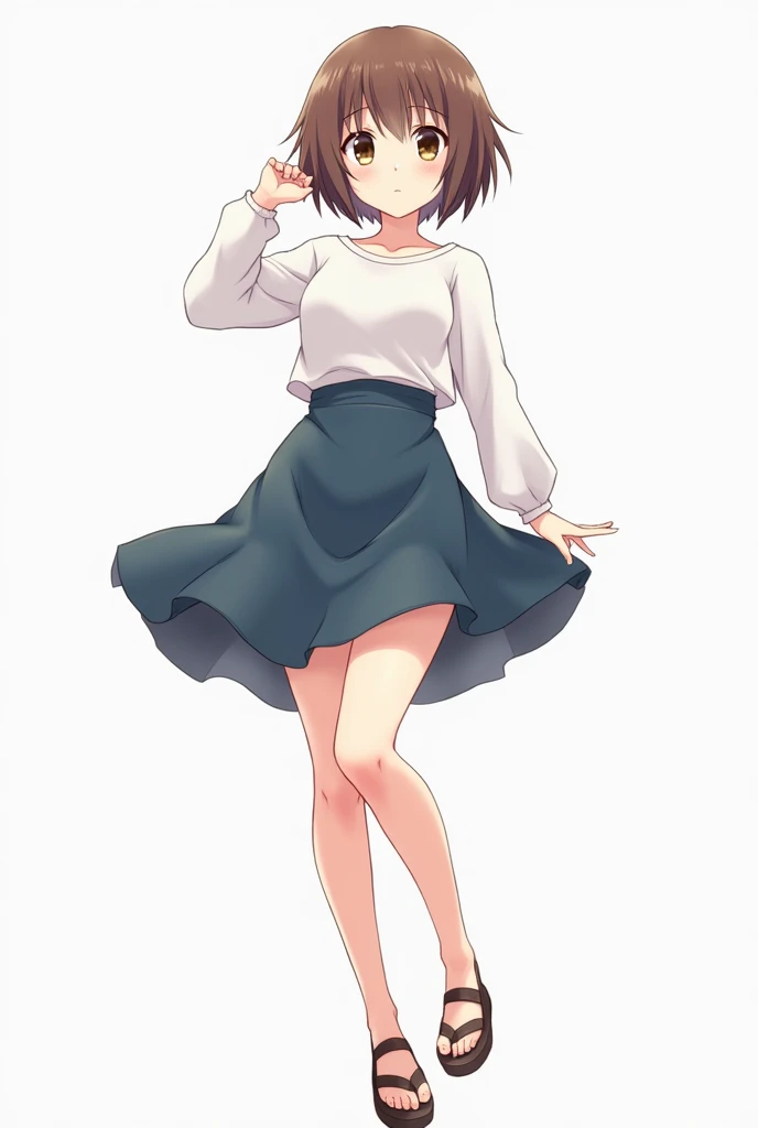 Draw an anime girl in a skirt with her legs open 